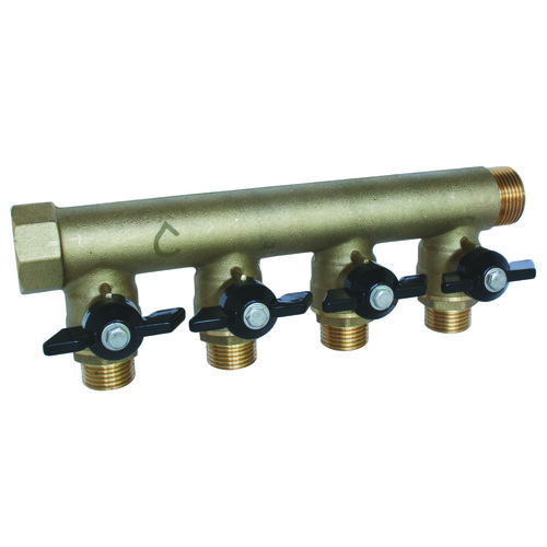 Collecteur mâle-femelle 1'' (26/34), 4 départs mâle 1/2'' (15/21), pour sanitaire et chauffage - Somatherm